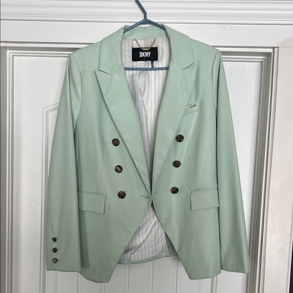 DKNY Light Green Double-Breasted Blazer